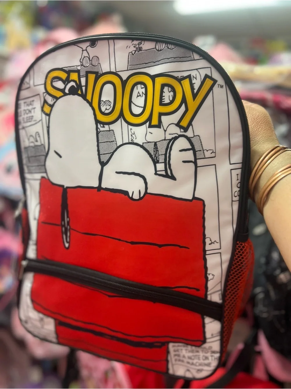 Red & White Graphic Backpack for Men